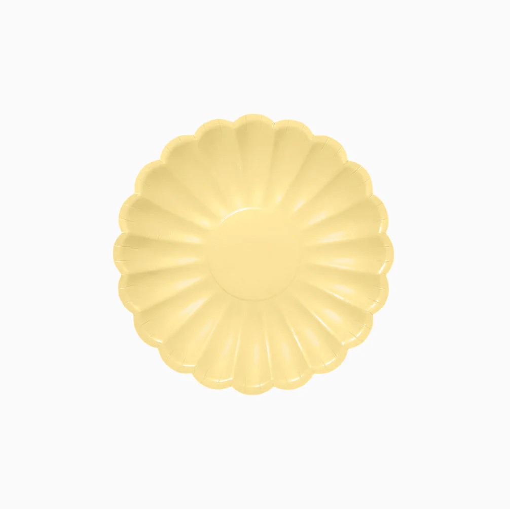 Plato Cartón Llano Postre Forma Flor Ø 18 cm Amarillo
