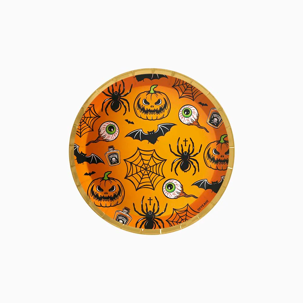 Plato Cartón Llano Redondo Postre Halloween Ø 17 cm