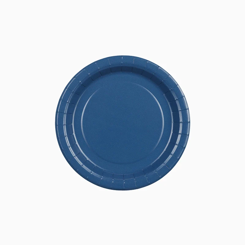 Plato Postre Llano Redondo Cartón Ø 18 cm Azul Marino