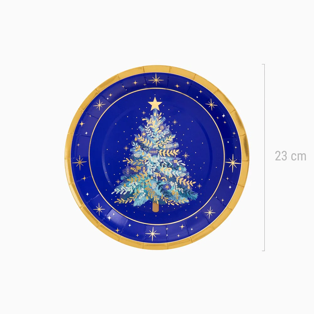 Plato Cartón Llano Navidad Ø 23 cm Azul Noche - Image 3