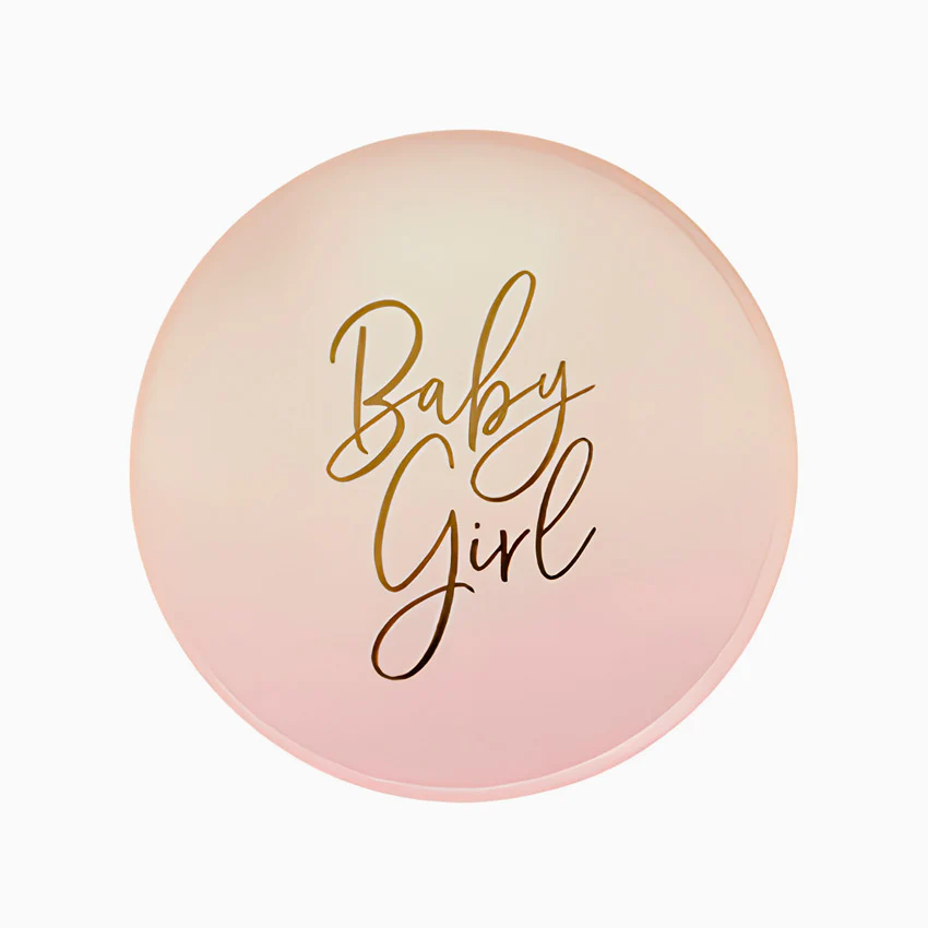 Plato Cartón Redondo Ø 22 cm "Baby Girl" Rosa