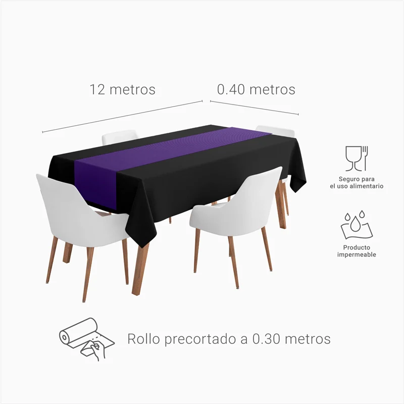 Rollo Camino de Mesa TNT de 12m con Precorte a 0.30 cm Morado - Image 7