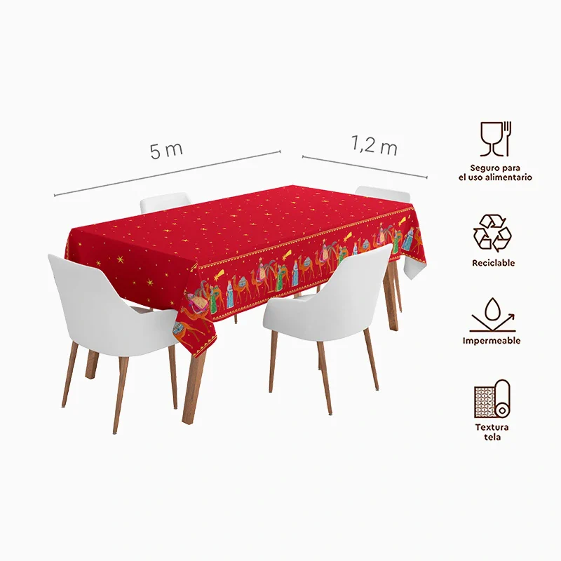 Rollo Mantel Papel 1.20 x 5 m Rojo Reyes Magos - Image 2
