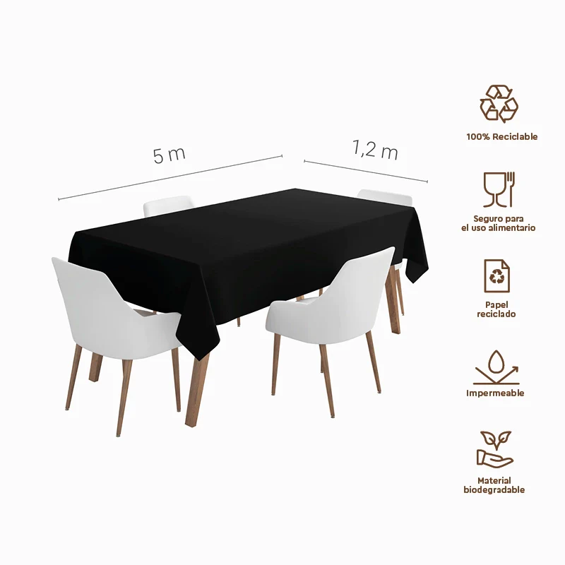Rollo Mantel Papel Impermeable 1.20 x 5 m Negro - Image 3