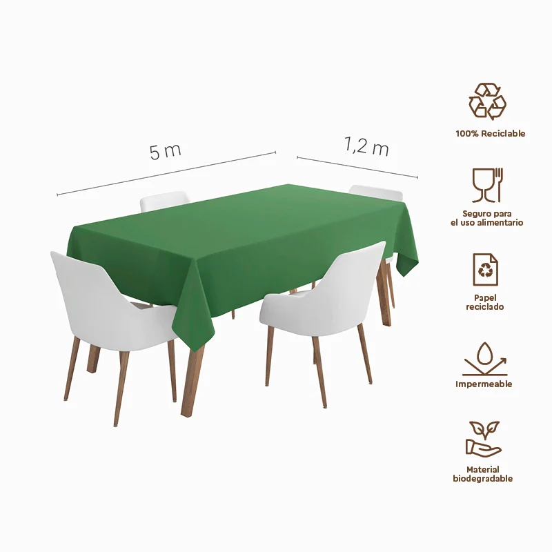 Rollo Mantel Papel Impermeable 1.20 x 5 m Verde - Image 3