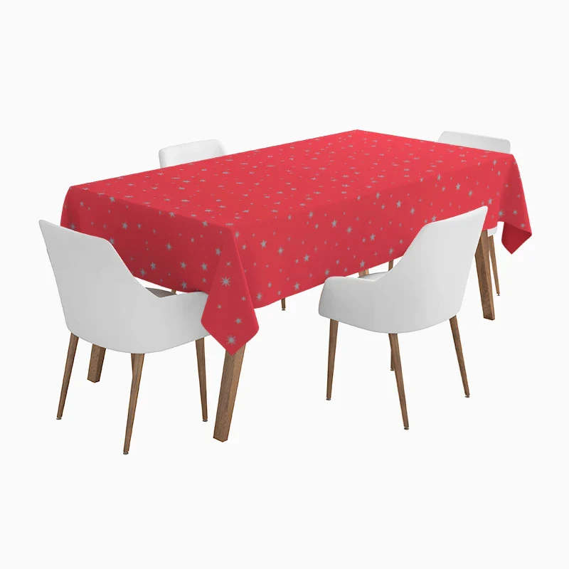 Rollo Mantel Papel Navidad 1.20 x 5 m Rojo con Estampado Estrellas Plata - Image 2