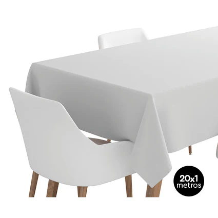 Rollo Mantel Papel 1 x 20 m Blanco - Image 3