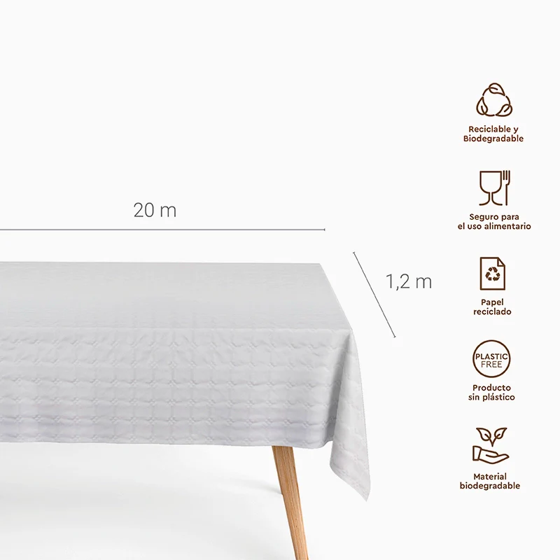 Rollo Mantel Papel 1.20 x 20 m Blanco - Image 3