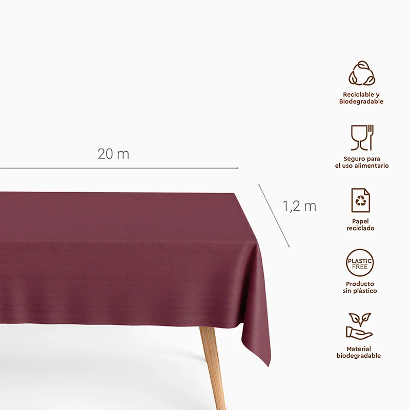 Rollo Mantel Papel Basic 1.20 x 20 m Burdeos - Image 3