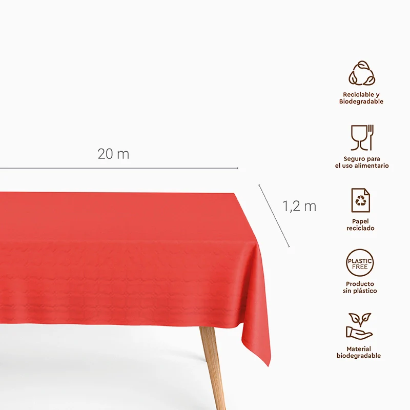 Rollo Mantel Papel 1.20 x 20 m Rojo - Image 3