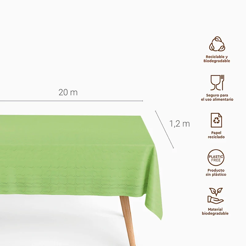 Rollo Mantel Papel 1.20 x 20 m Verde Lima - Image 3