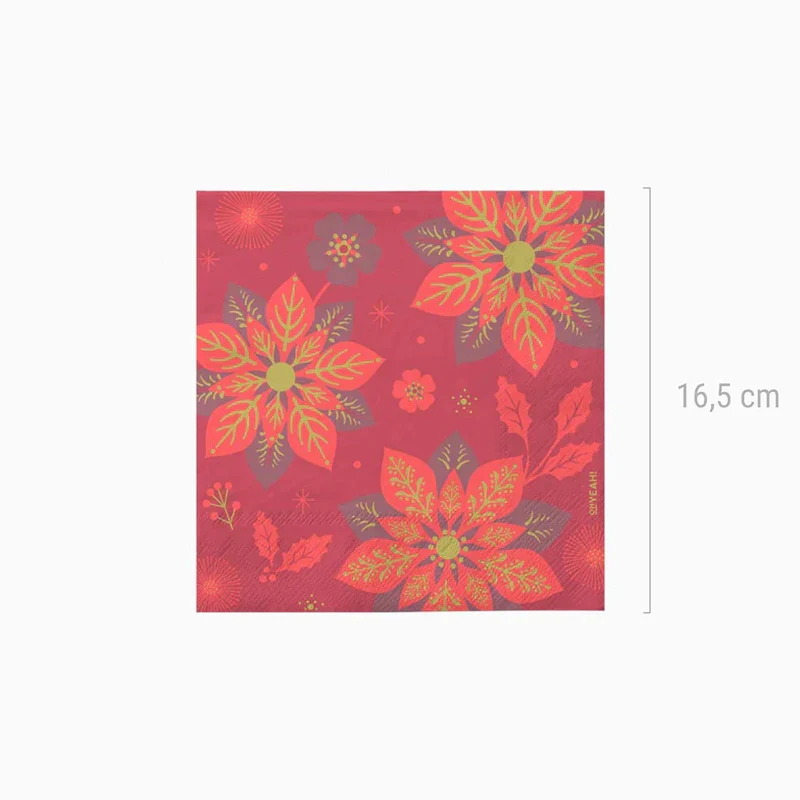 Servilletas Papel Doble Capa Navidad 33 x 33 cm Flores Granate - Image 2