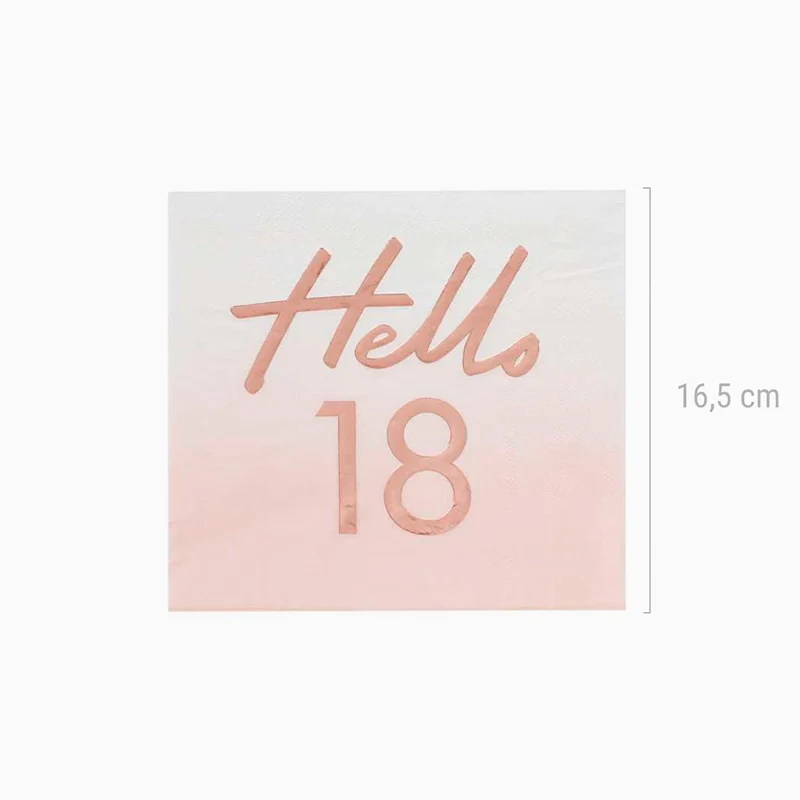 Servilletas Cumpleaños Papel 17 x 17 cm Oro Rosa 'Hello 18' - Image 3