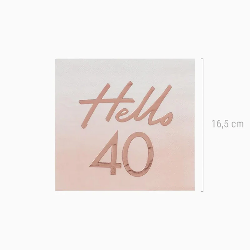 Servilletas Cumpleaños Papel 17 x 17 cm Oro Rosa 'Hello 40' - Image 3