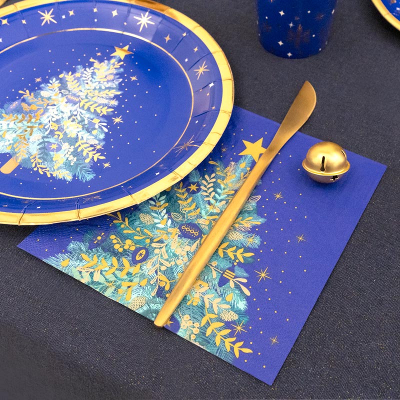 Servilleta Papel Doble Capa Navidad 33 x 33 cm Árbol Azul Noche - Image 2