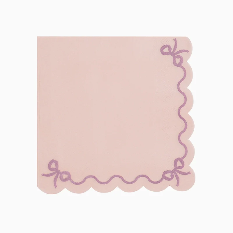 Servilleta Papel con Volantes 33 x 33 cm Lazos Rosa Bebé Pastel