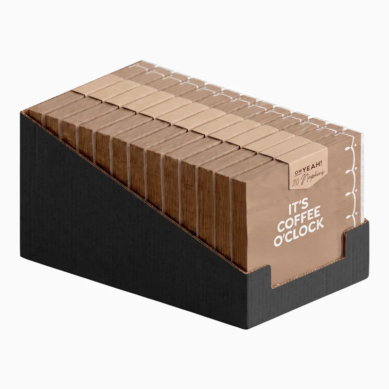 Servilleta Papel Doble Capa 33 x 33 cm 'It's Coffee O'Clock' + Caja Expositora - Image 2