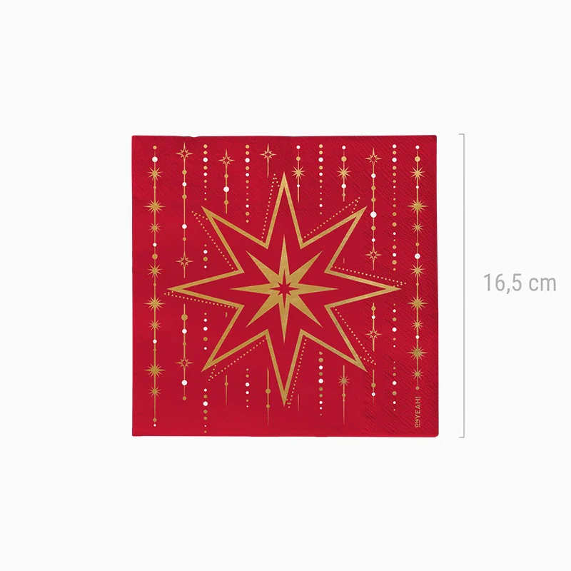 Servilleta Papel Doble Capa Navidad 33 x 33 cm Estrella Rojo - Image 3