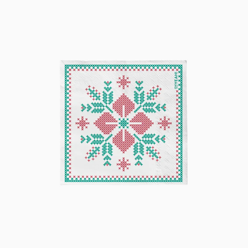 Servilleta Papel Doble Capa Navidad 25 x 25 cm Blanco Bordado Jacquard