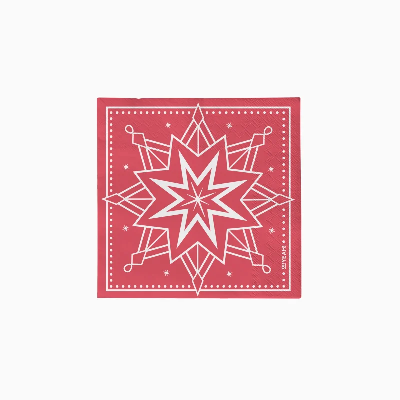 Servilleta Papel Doble Capa Navidad 25 x 25 cm Copo de Nieve Rojo