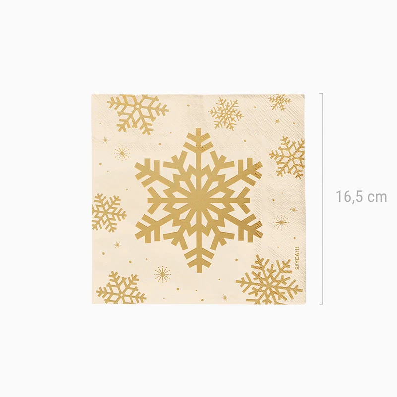 Servilleta Papel Doble Capa Navidad 33 x 33 cm Copo de Nieve Oro Glitter - Image 3