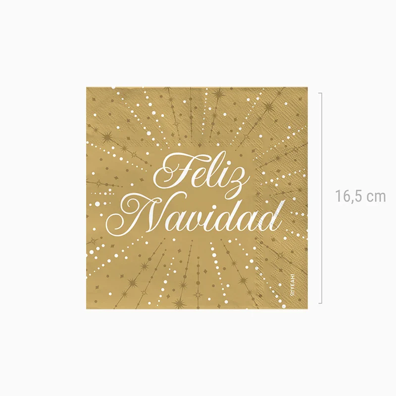 Servilleta Papel Doble Capa Navidad 33 x 33 cm Oro 'Feliz Navidad' - Image 3