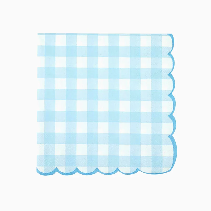 Servilletas Papel 33 x 33 cm Vichy Azul Pastel y Blanco