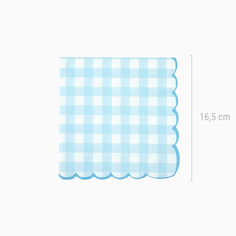 Servilletas Papel 33 x 33 cm Vichy Azul Pastel y Blanco - Image 2