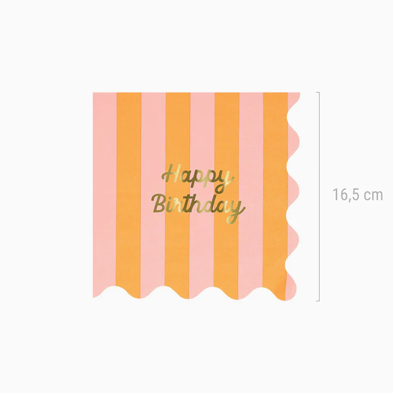 Servilletas Papel "Happy Birthday" 33 x 33 cm Rayas Colores Surtidos - Image 4