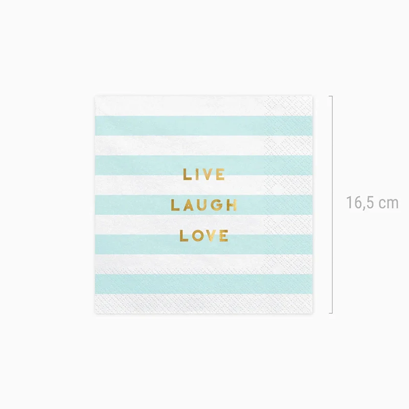 Servilletas Papel Rayas 'Live. Laugh. Love' Azul Pastel - Image 5