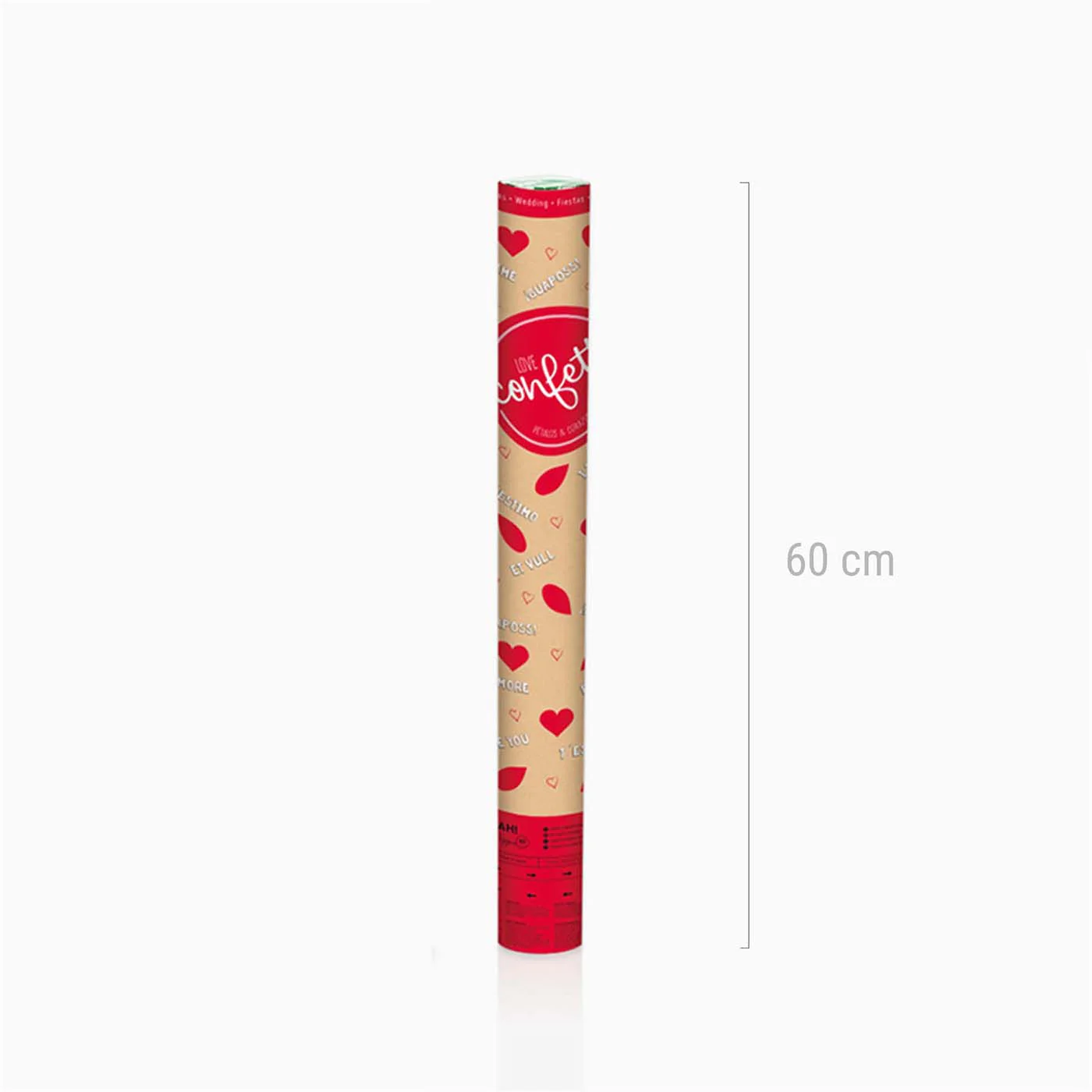 Cañón Confeti Corazones Grande 60 cm Rojo - Image 4