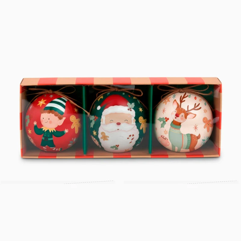 Set 3 Bolas de Navidad 8 cm ¡Llega Papá Noel! - Image 3