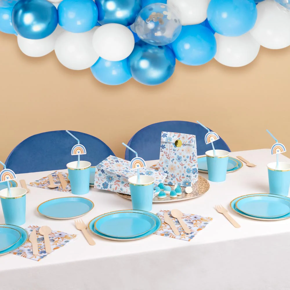 Set Arco Globos Látex Azul. Blanco. Azul Metalizado y Transparentes con confeti - Image 6
