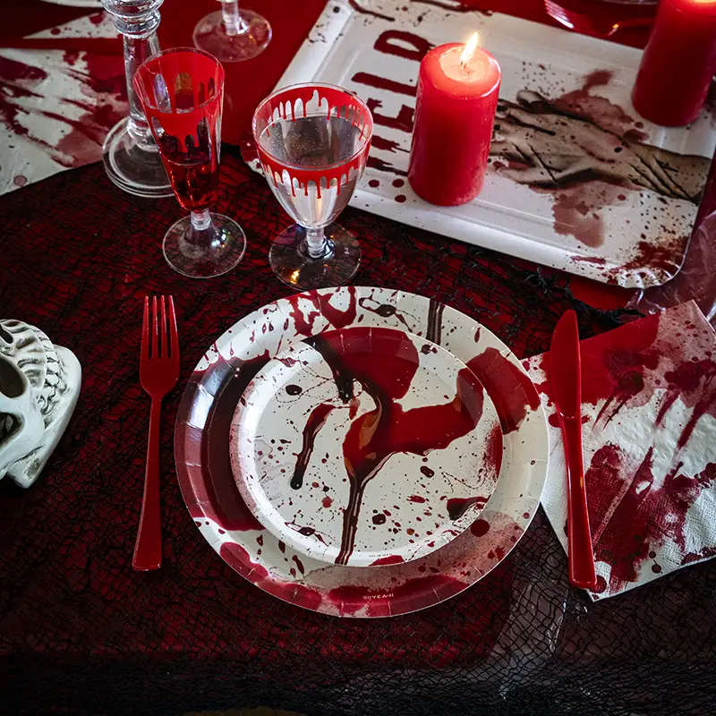 Set Cubiertos Plástico Premium Rojo 12 Personas - Image 3