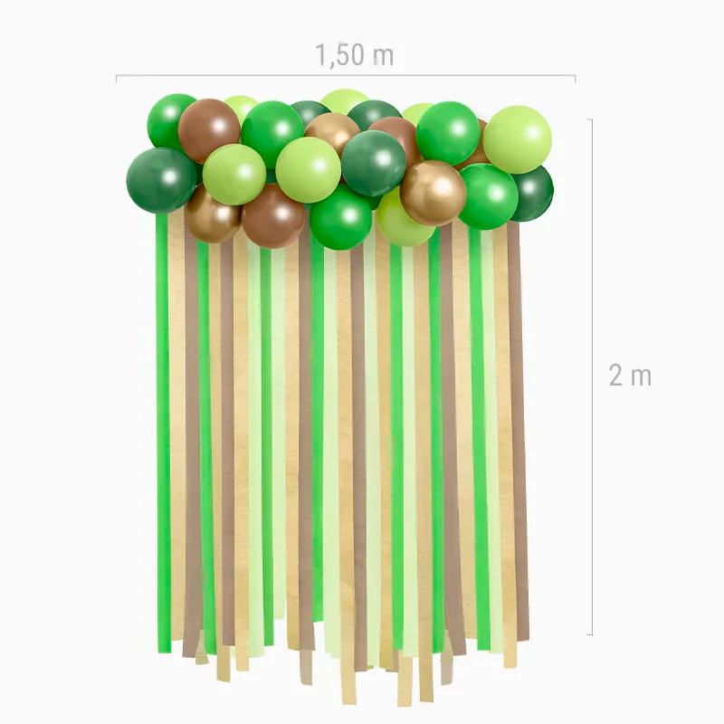 Set Arco Globos Látex y Cortina Papel Crepé Verde - Image 3