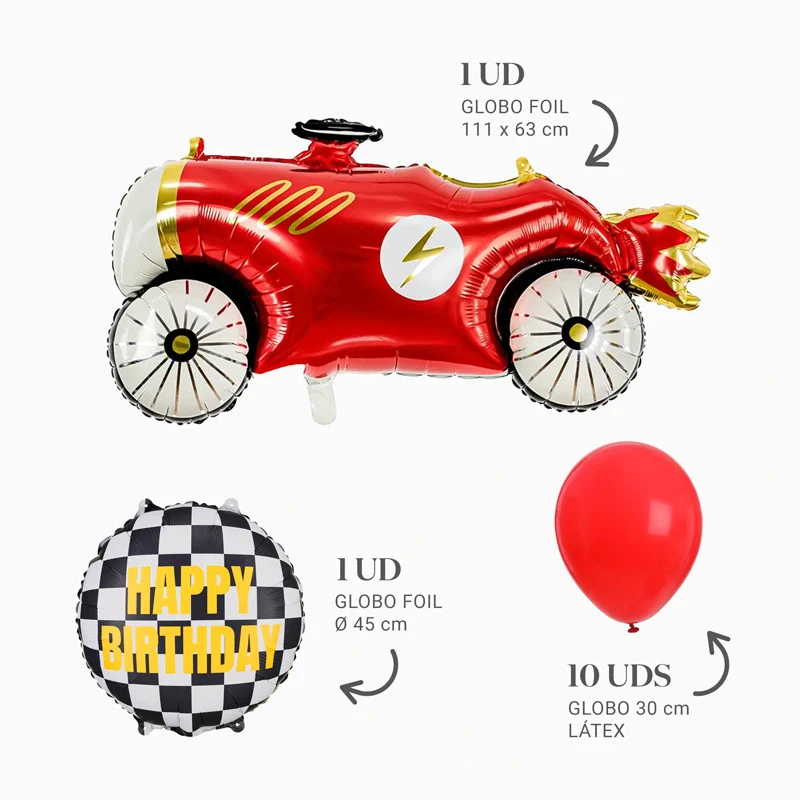 Set Globos Foil Coche Cumpleaños - Image 3