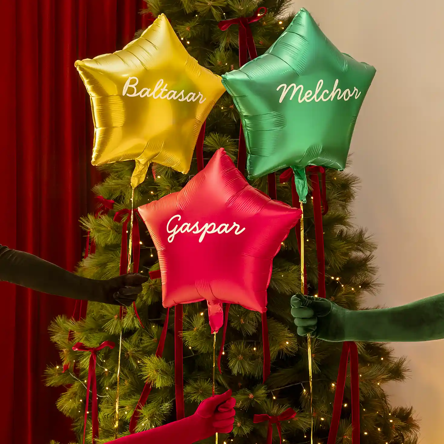 Set Globos Foil Estrella Nombres Reyes Magos Vinilo Blanco - Image 5