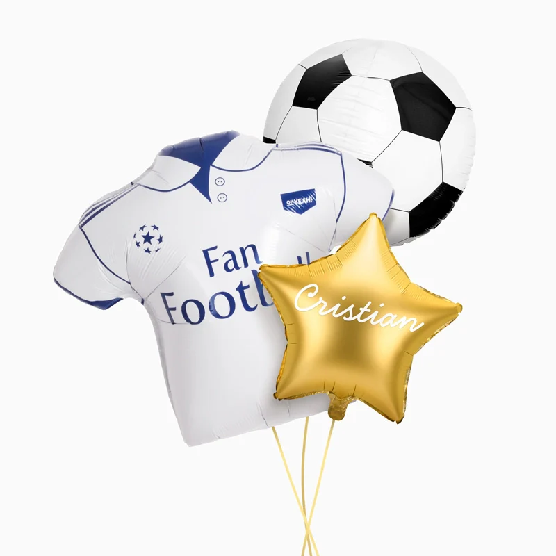 Set Globos Fútbol Camiseta Blanca Personalizado Vinilo Blanco