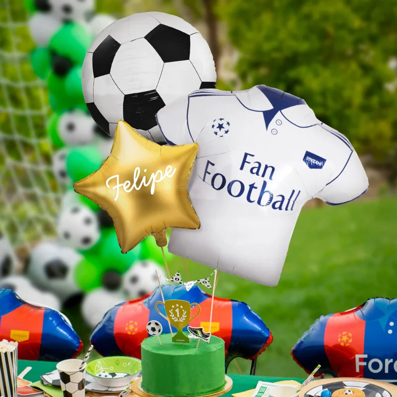 Set Globos Fútbol Camiseta Blanca Personalizado Vinilo Blanco - Image 2