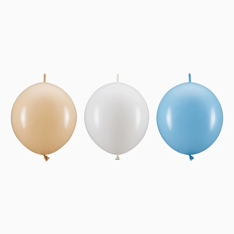 Set Globos Látex con Conector Ø 33 cm Nude. Blanco y Azul Pastel