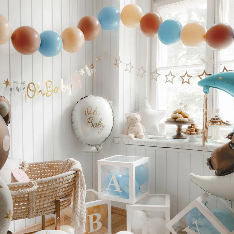 Set Globos Látex con Conector Ø 33 cm Nude. Blanco y Azul Pastel - Image 3