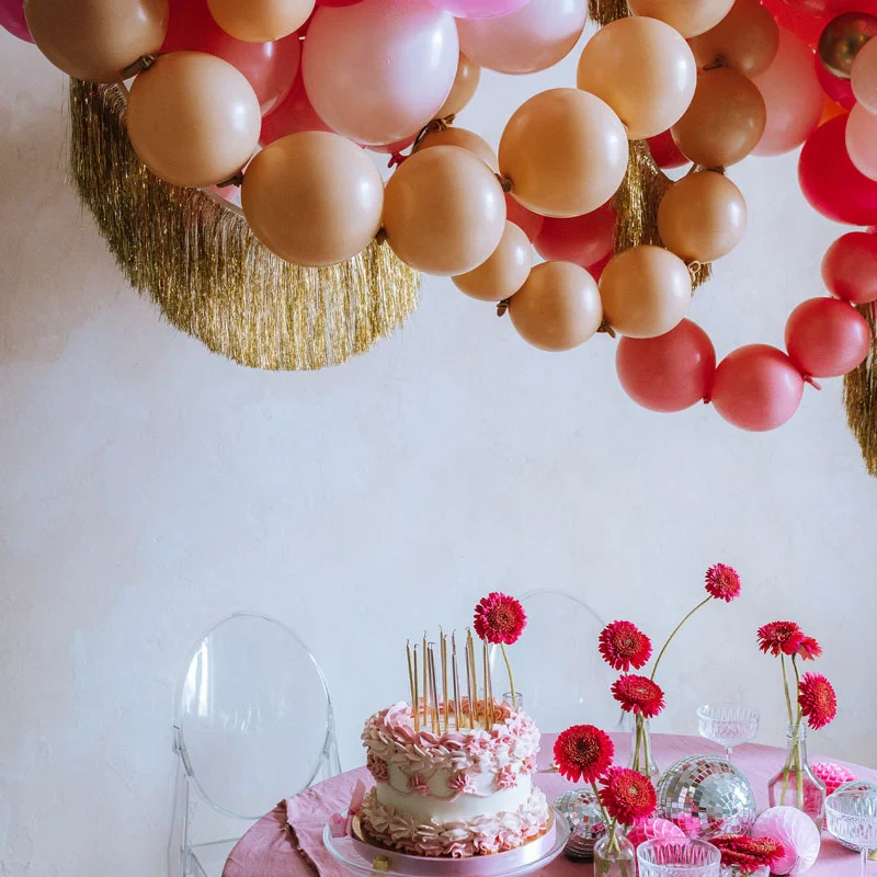 Set Globos Látex con Conector Ø 33 cm Tonos Rosa Pastel - Image 3