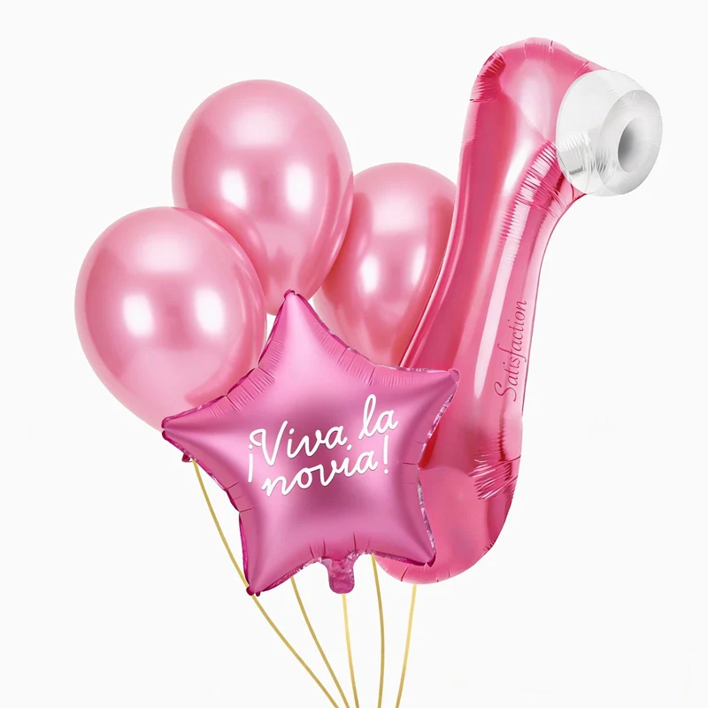 Set Globos Despedida de Soltera Foil y Látex Satisfaction Vinilo Blanco