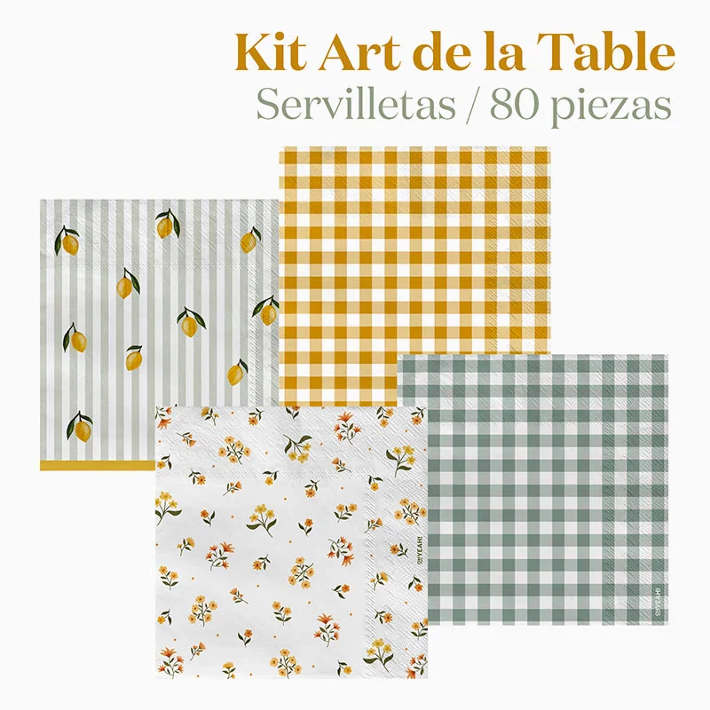 Set Servilletas Desayunos, Postres y Meriendas Ocre