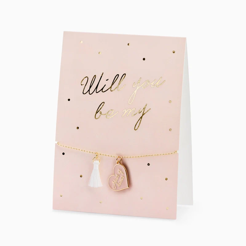 Tarjeta con Pulsera "Will you be my Maig of Honor"