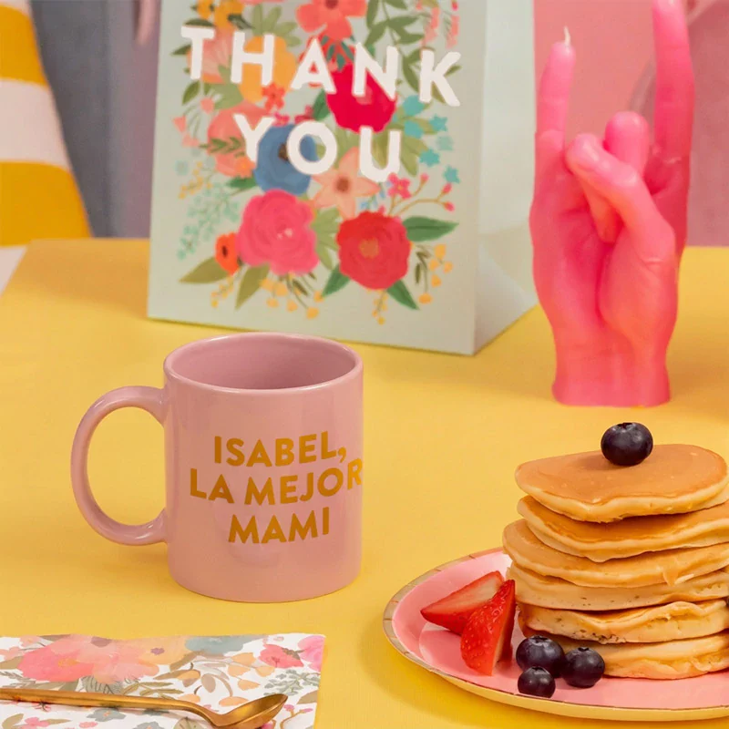 Taza Cerámica 'Nombre, la mejor mami' Personalizado Rosa Pastel - Image 2