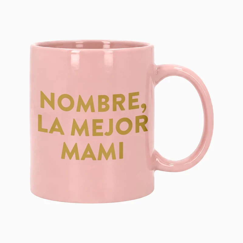 Taza Cerámica 'Nombre, la mejor mami' Personalizado Rosa Pastel - Image 3