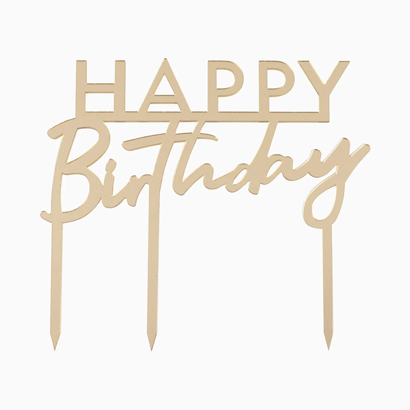 Topper Tarta Happy Birthday 10 cm Oro