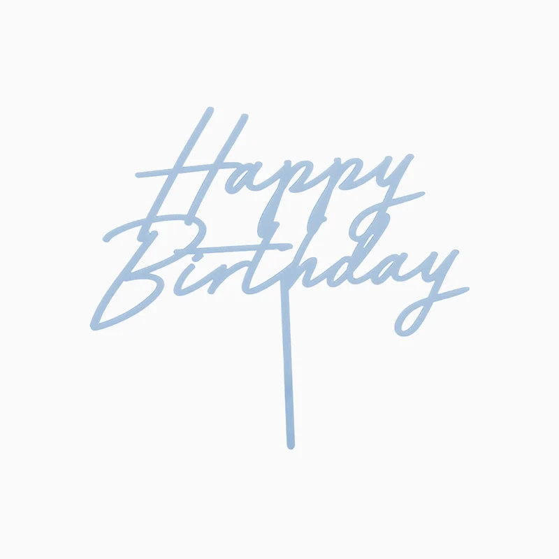 Topper Tarta 16 cm "Happy Birthday" Azul Pastel
