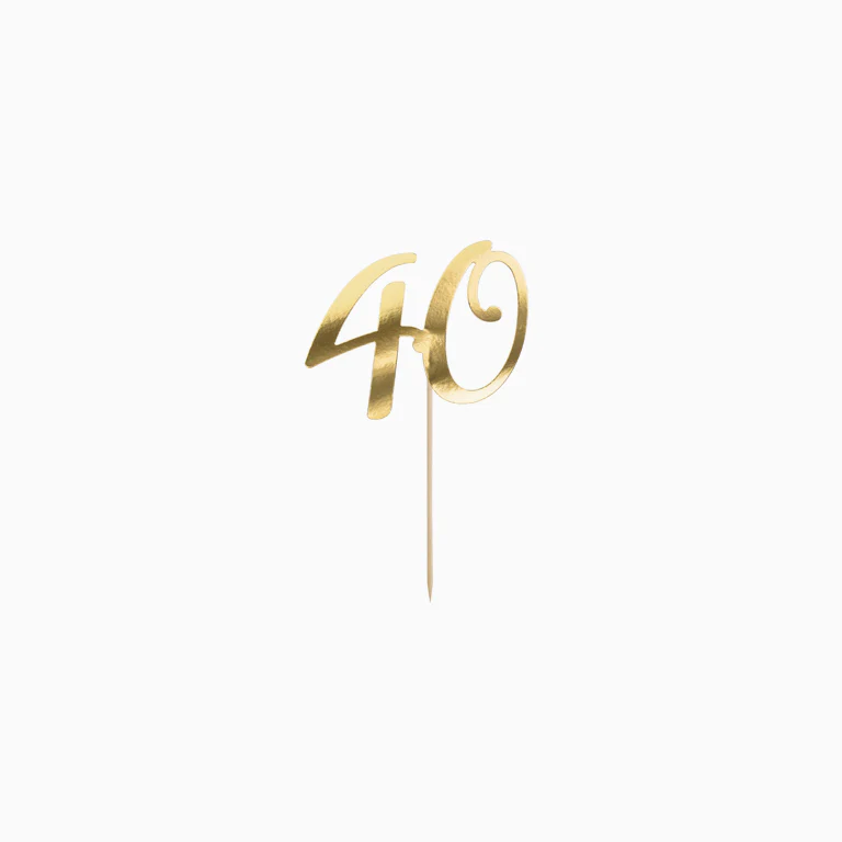 Topper 40 Cumpleaños Cartón Oro Metalizado